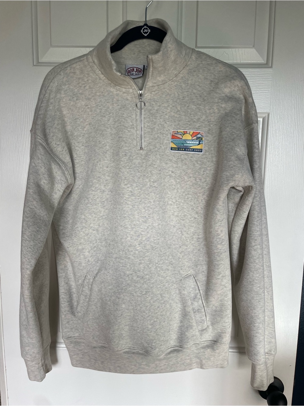 Ron Jon Cream Heather Quarter-Zip Pullover with Coastal Patch